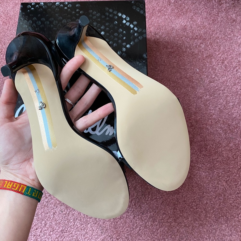 New! Sam Edelman Black Ankle-Strap Heeled Sandal - Picture 10 of 12
